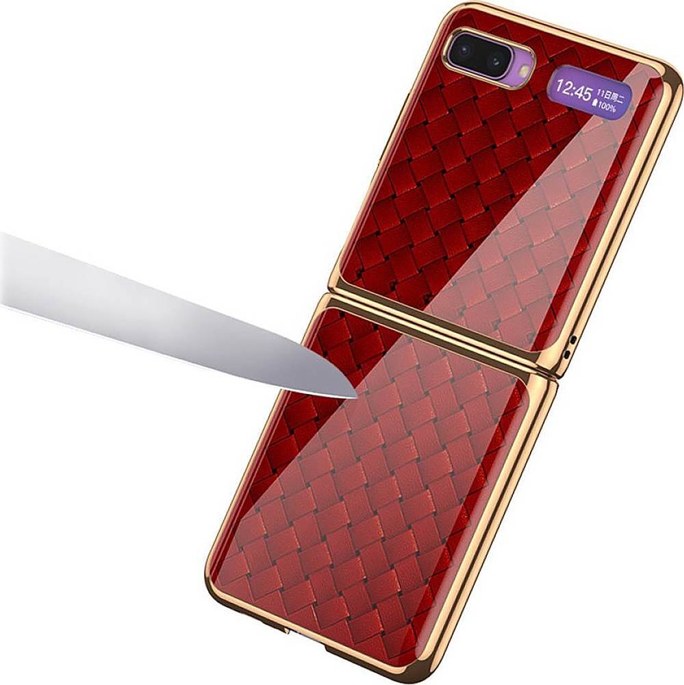 Alt View 13. SaharaCase - Luxury Carrying Case for Samsung Galaxy Z Flip and Z Flip 5G - Red/Gold.