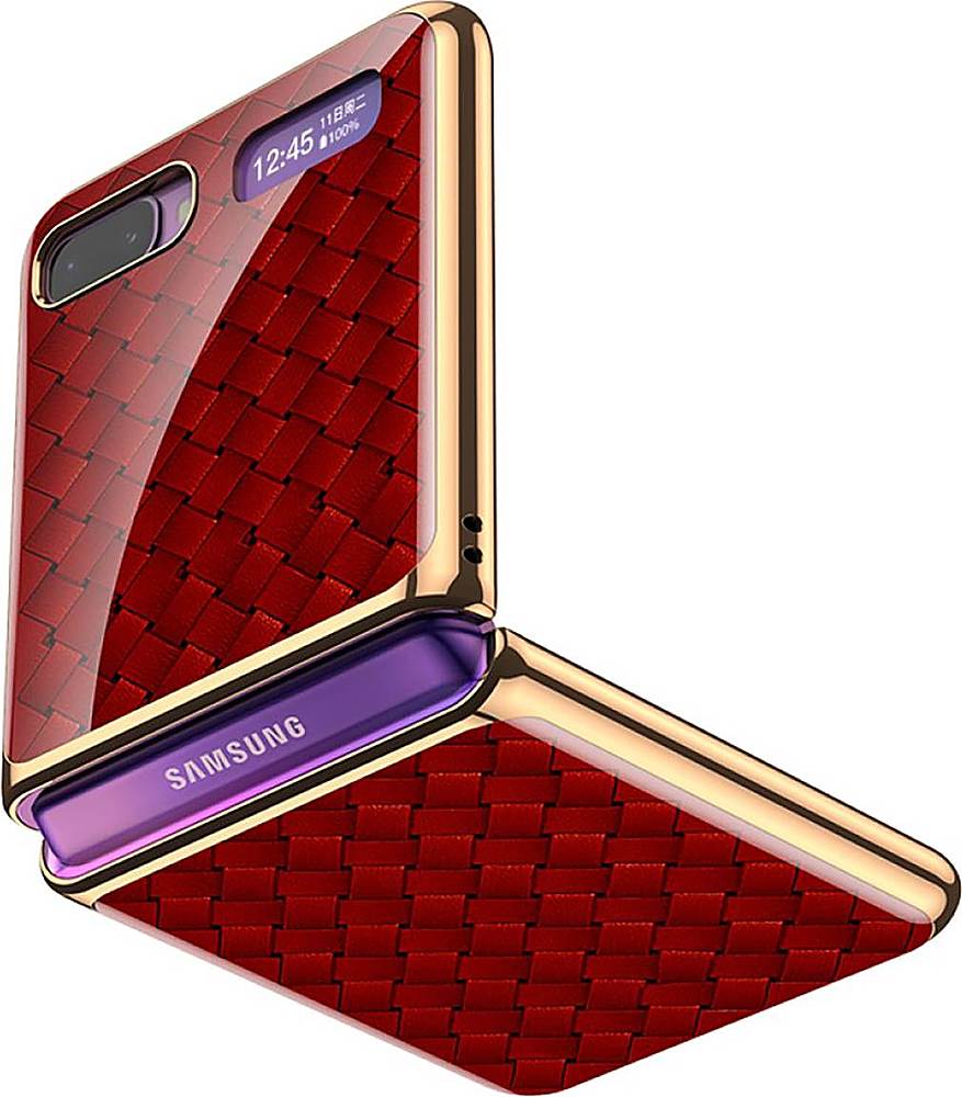 SaharaCase - Luxury Carrying Case for Samsung Galaxy Z Flip and Z Flip 5G - Red/Gold