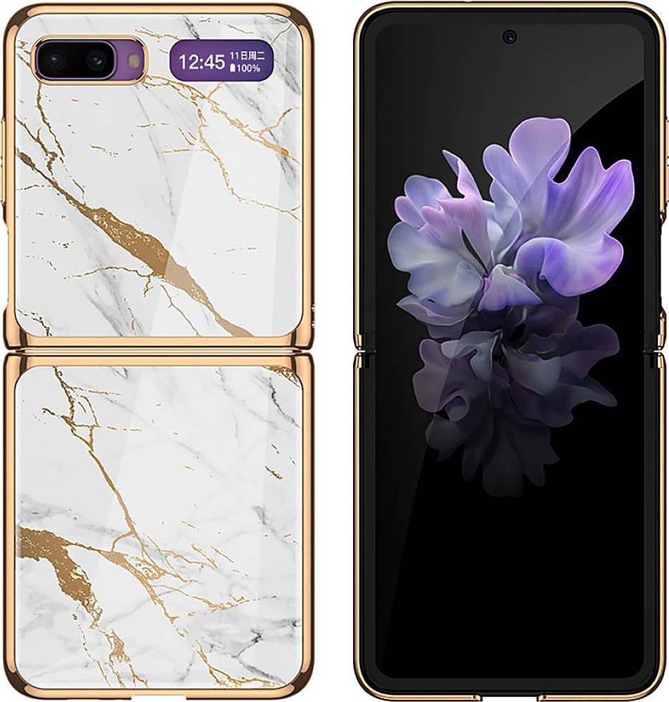 Alt View 14. SaharaCase - Luxury Carrying Case for Samsung Galaxy Z Flip and Z Flip 5G - White/Gold.