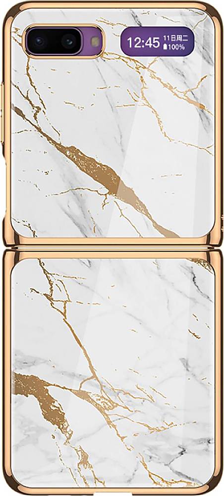 Alt View 15. SaharaCase - Luxury Carrying Case for Samsung Galaxy Z Flip and Z Flip 5G - White/Gold.