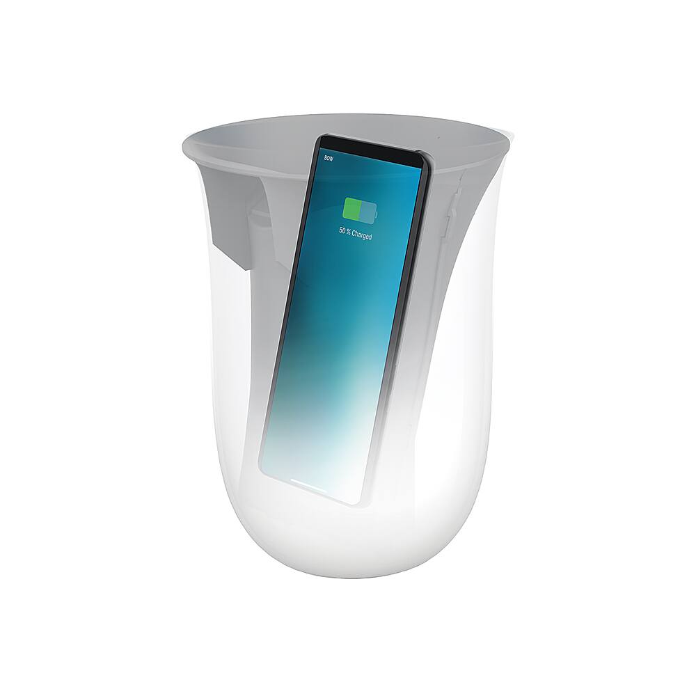 Alt View 12. LEXON - Oblio 10W Qi Certified Wireless Charger with Built In UV-Sanitizer for Smartphones - White.