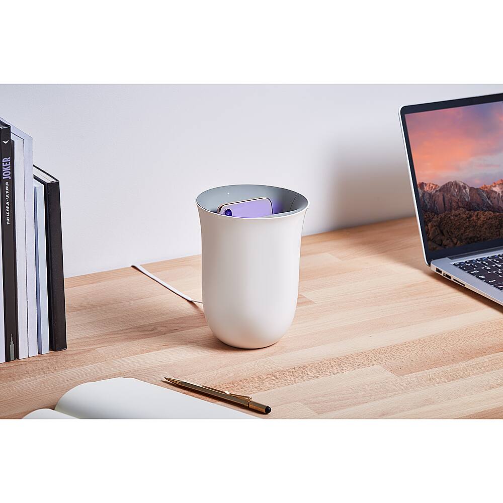 Alt View 25. LEXON - Oblio 10W Qi Certified Wireless Charger with Built In UV-Sanitizer for Smartphones - White.