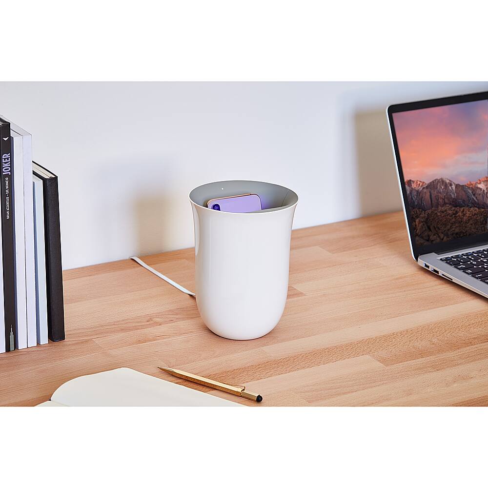 Alt View 28. LEXON - Oblio 10W Qi Certified Wireless Charger with Built In UV-Sanitizer for Smartphones - White.