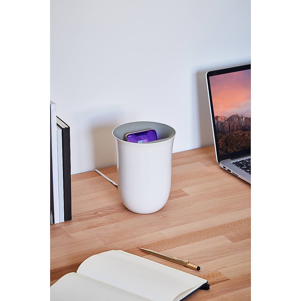 Alt View 30. LEXON - Oblio 10W Qi Certified Wireless Charger with Built In UV-Sanitizer for Smartphones - White.