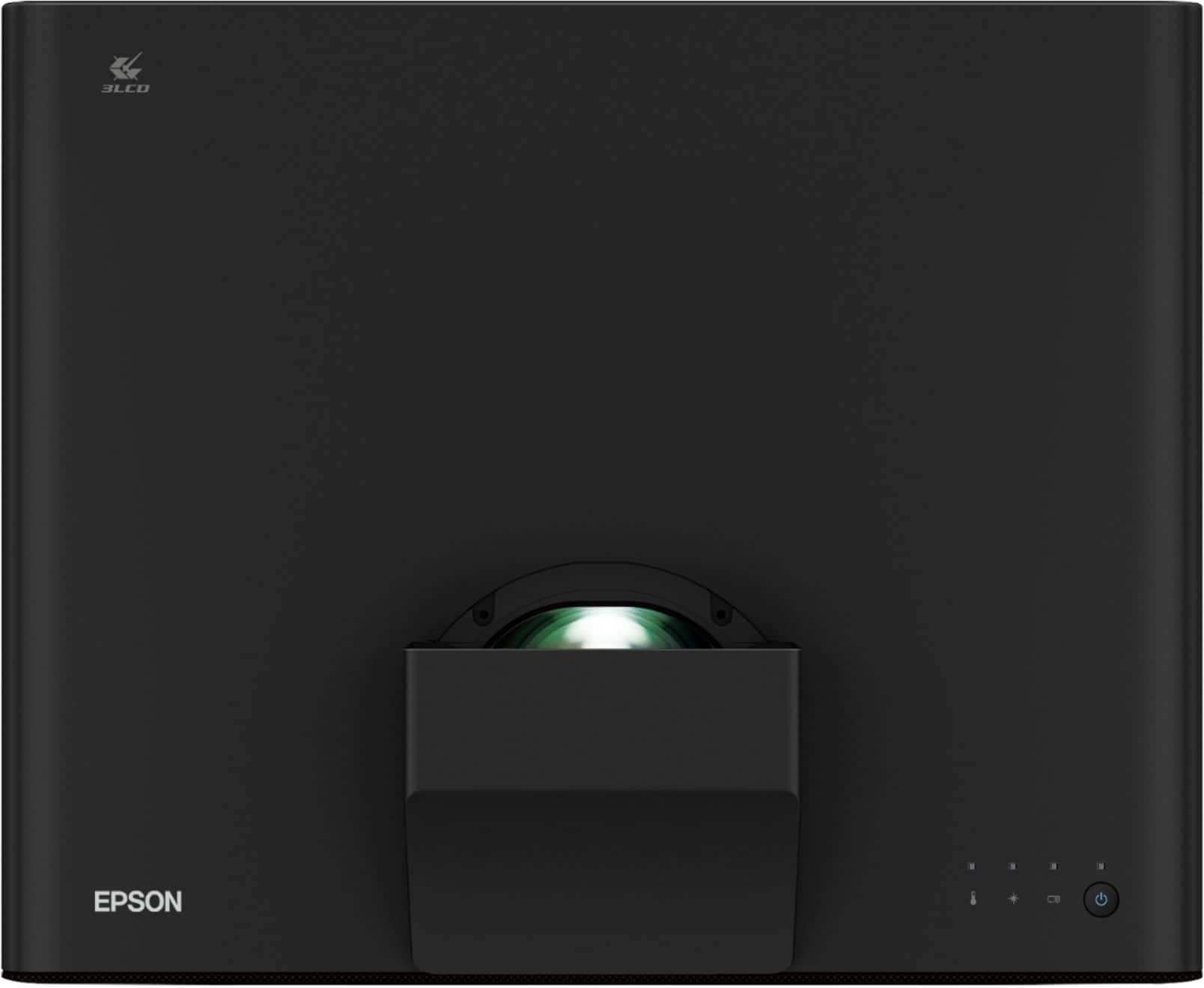Top. Epson - 120" EpiqVision Ultra LS500 4K via Upscaling PRO-UHD Short Throw Laser Projector with HDR (screen included) - Black.