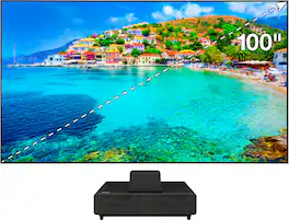 Epson - 100" EpiqVision Ultra LS500 4K PRO-UHD Short Throw Laser Projection TV with HDR and screen included - Black