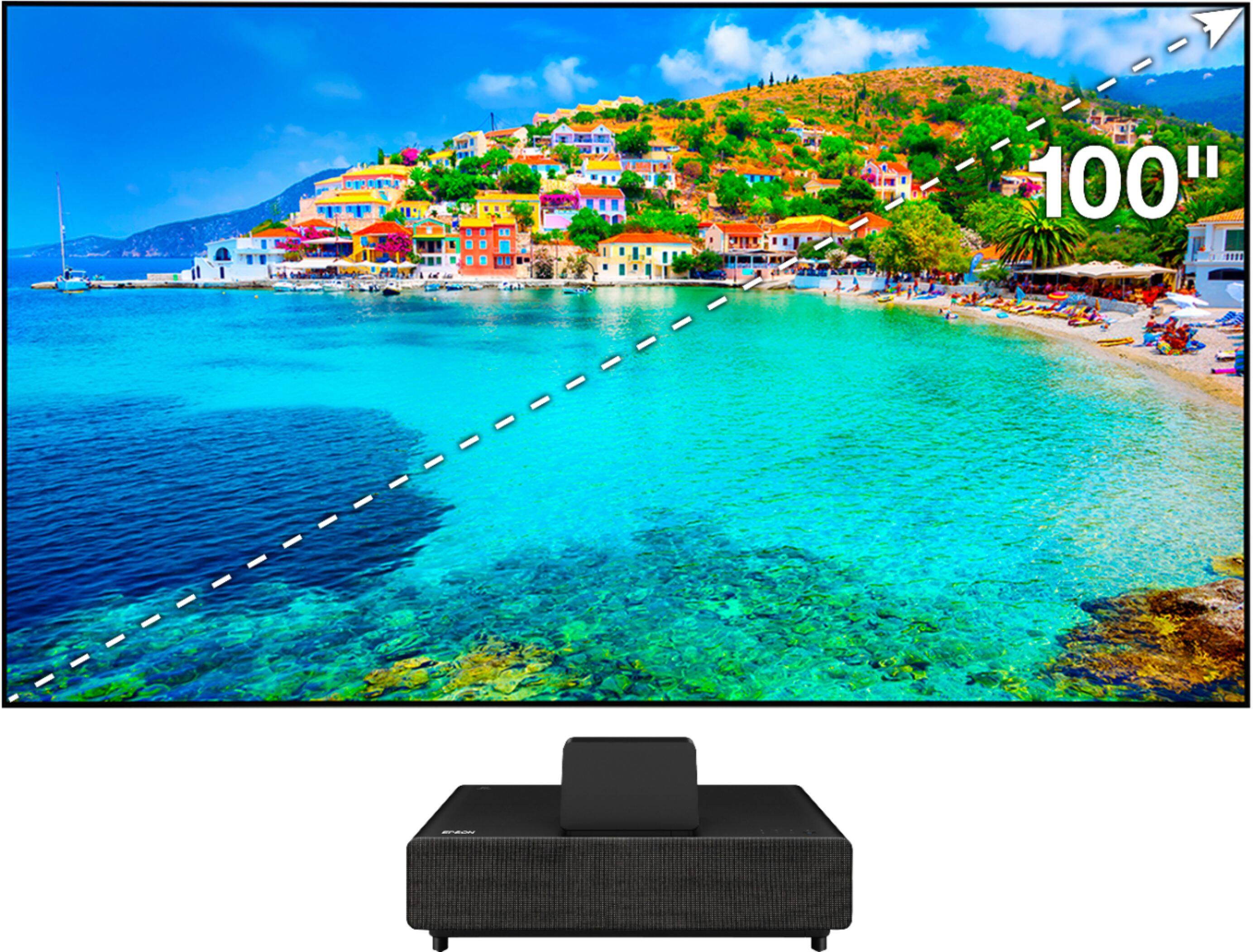 Front. Epson - 100" EpiqVision™ Ultra LS500 Short Throw Laser Projection TV (screen included) 4K PRO-UHD, HDR, 4000 lumens - Black.
