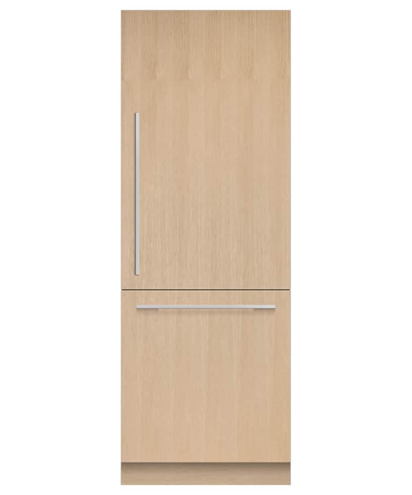 Fisher & Paykel - 30in. 12.1 cu.ft. Bottom-Freezer Built-In Column Refrigerator with Stainless Interior and Internal Ice and Water - Custom Panel Ready - Front_Zoom