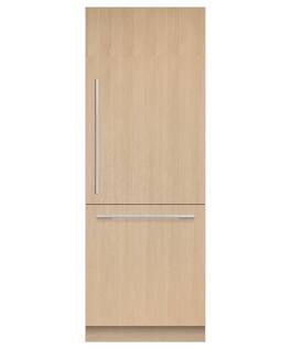 Fisher & Paykel - 30in. 12.1 cu.ft. Bottom-Freezer Built-In Column Refrigerator with Stainless Interior and Internal Ice and Water - Custom Panel Ready
