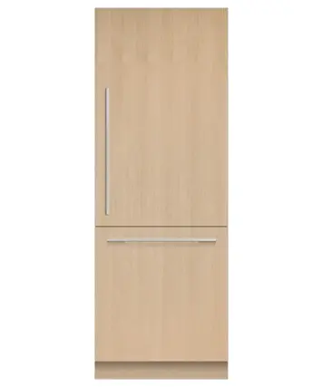 Fisher & Paykel - 30in. 12.1 cu.ft. Bottom - Freezer Built - In Column Refrigerator with Stainless Interior and Internal Ice and Water - Custom Panel Ready