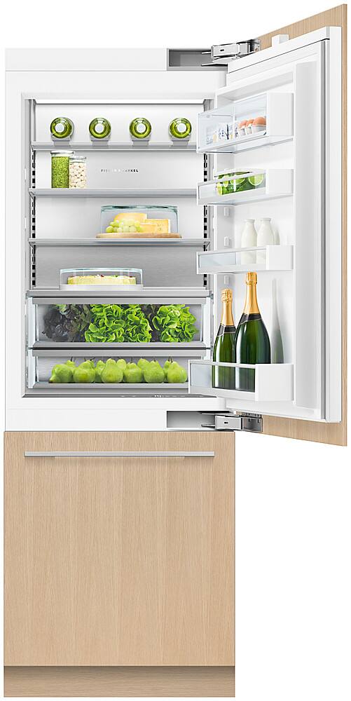 Alt View 2. Fisher & Paykel - 30in. 12.1 cu.ft. Bottom-Freezer Built-In Column Refrigerator with Stainless Interior and Internal Ice and Water - Custom Panel Ready.