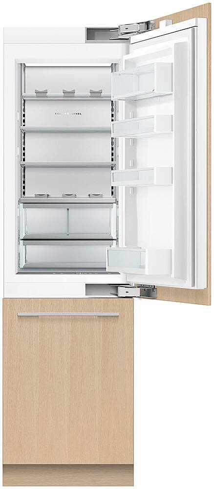Alt View 1. Fisher & Paykel - 24in. 12.1 cu.ft. Bottom-Freezer Built-In Column Refrigerator with White Interior and Internal Water Dispenser - Custom Panel Ready.