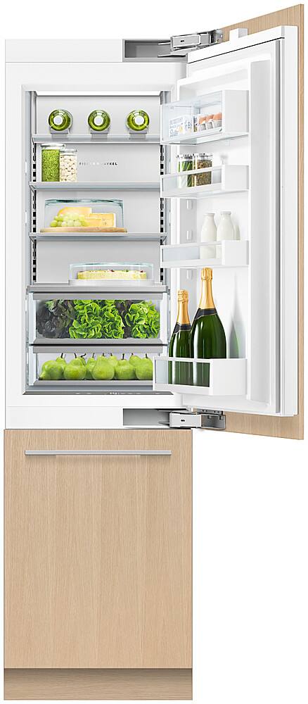 Alt View 2. Fisher & Paykel - 24in. 12.1 cu.ft. Bottom-Freezer Built-In Column Refrigerator with White Interior and Internal Water Dispenser - Custom Panel Ready.