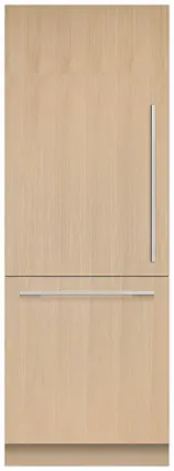 Front. Fisher & Paykel - 30in. 12.1 cu.ft. Bottom-Freezer Built-In Column Refrigerator with Stainless Interior and Internal Ice and Water - Custom Panel Ready.