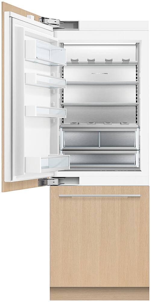 Alt View 1. Fisher & Paykel - 30in. 12.1 cu.ft. Bottom-Freezer Built-In Column Refrigerator with Stainless Interior and Internal Ice and Water - Custom Panel Ready.