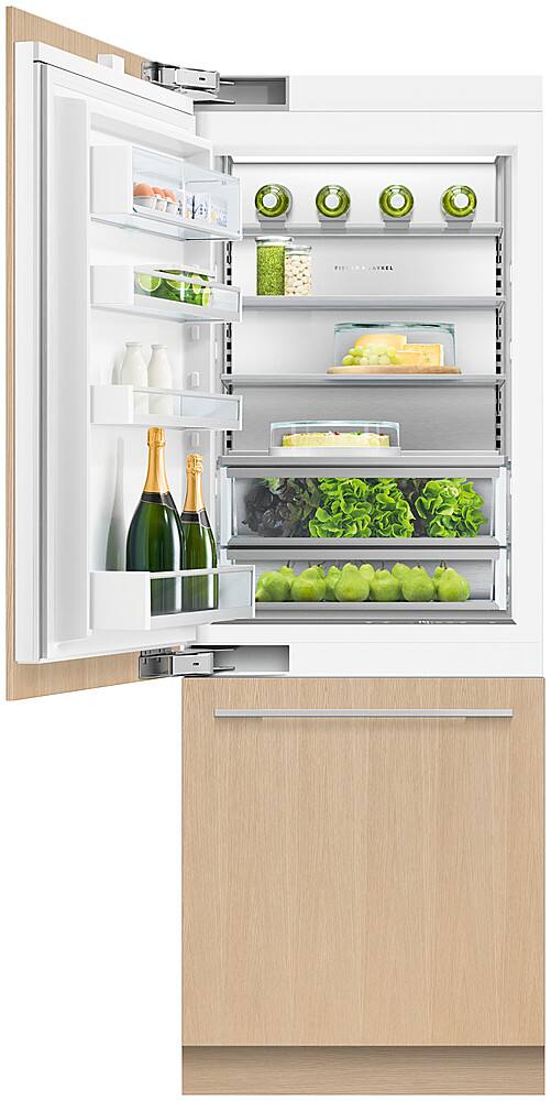 Alt View 2. Fisher & Paykel - 30in. 12.1 cu.ft. Bottom-Freezer Built-In Column Refrigerator with Stainless Interior and Internal Ice and Water - Custom Panel Ready.