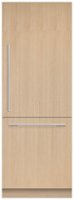 Fisher & Paykel - 30in. 12.1 cu.ft. Bottom-Freezer Built-In Column Refrigerator with White Interior and Internal Ice and Water - Custom Panel Ready - Front_Zoom