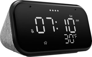 Lenovo - Smart Clock Essential 4" Smart Display with Google Assistant - Soft Touch Gray - Front_Zoom