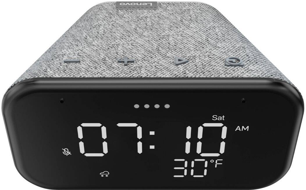 Alt View 12. Lenovo - Smart Clock Essential 4" Smart Display with Google Assistant - Soft Touch Gray.