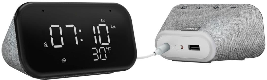 Alt View 13. Lenovo - Smart Clock Essential 4" Smart Display with Google Assistant - Soft Touch Gray.