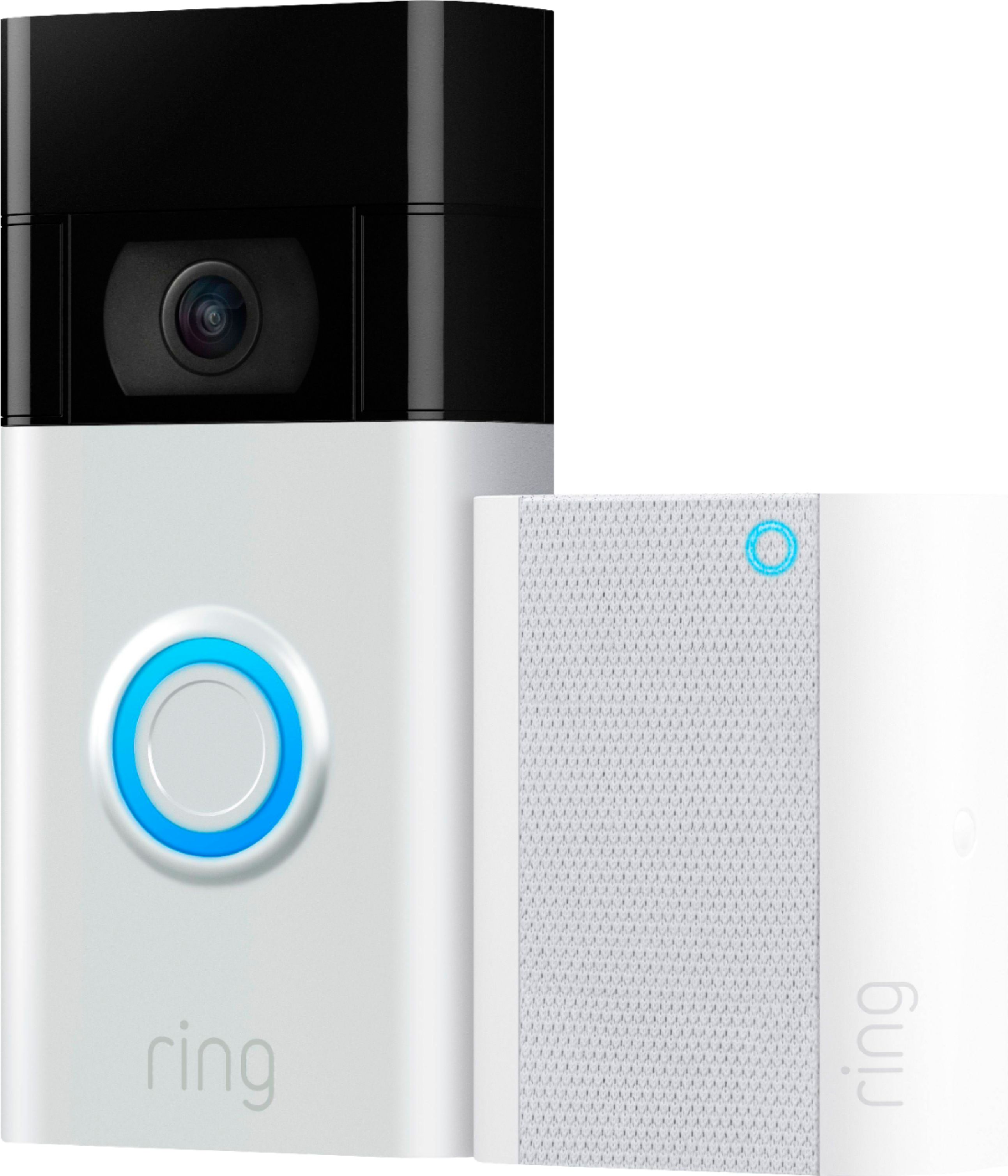 Ring Smart Wi-Fi Video Doorbell Battery Operated with Chime Satin Nickel  8VRAXZ-SEN0 - Best Buy
