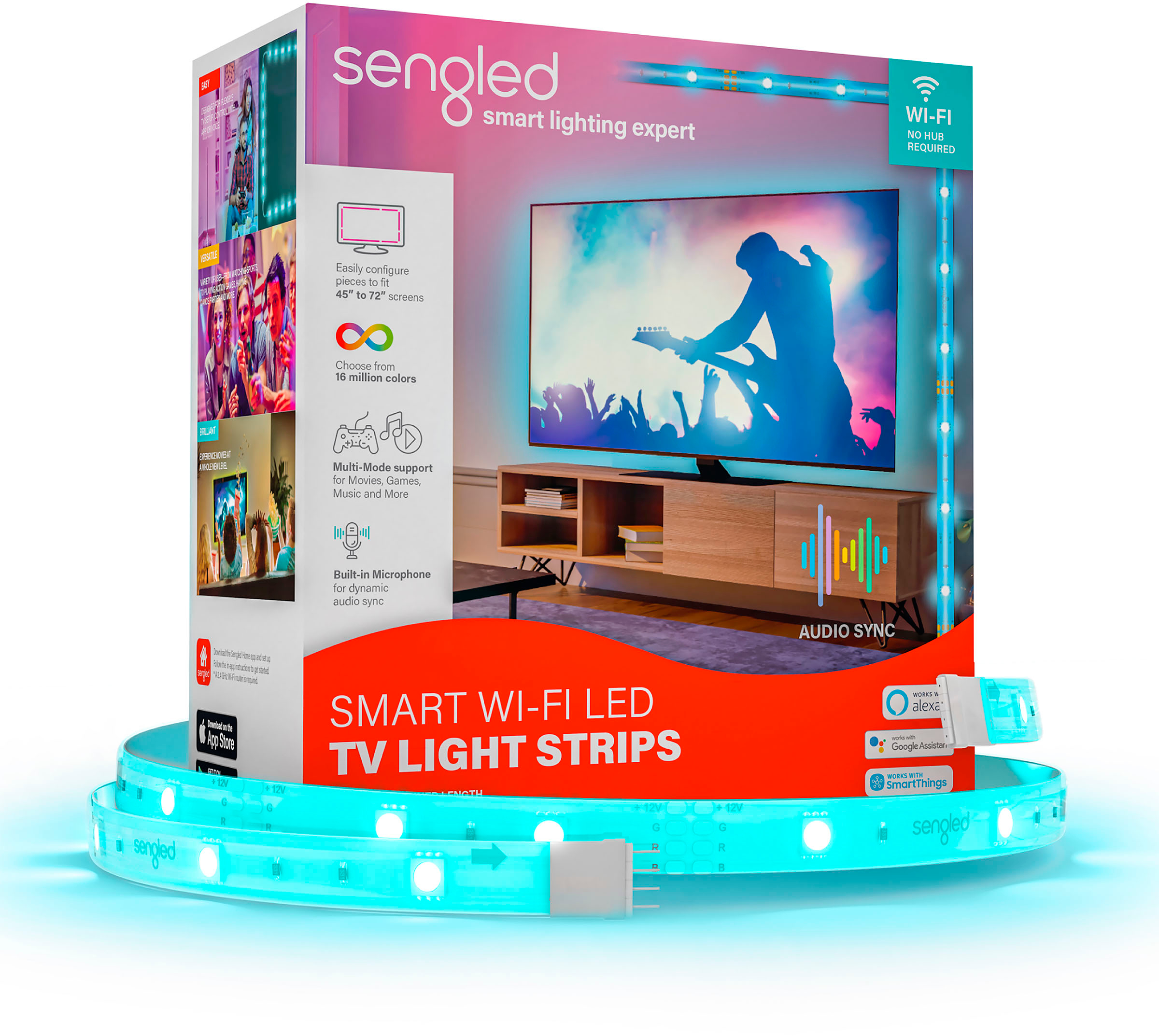 Angle View: Sengled - Smart Wi-Fi LED TV Lightstrip (4M) - Multicolor
