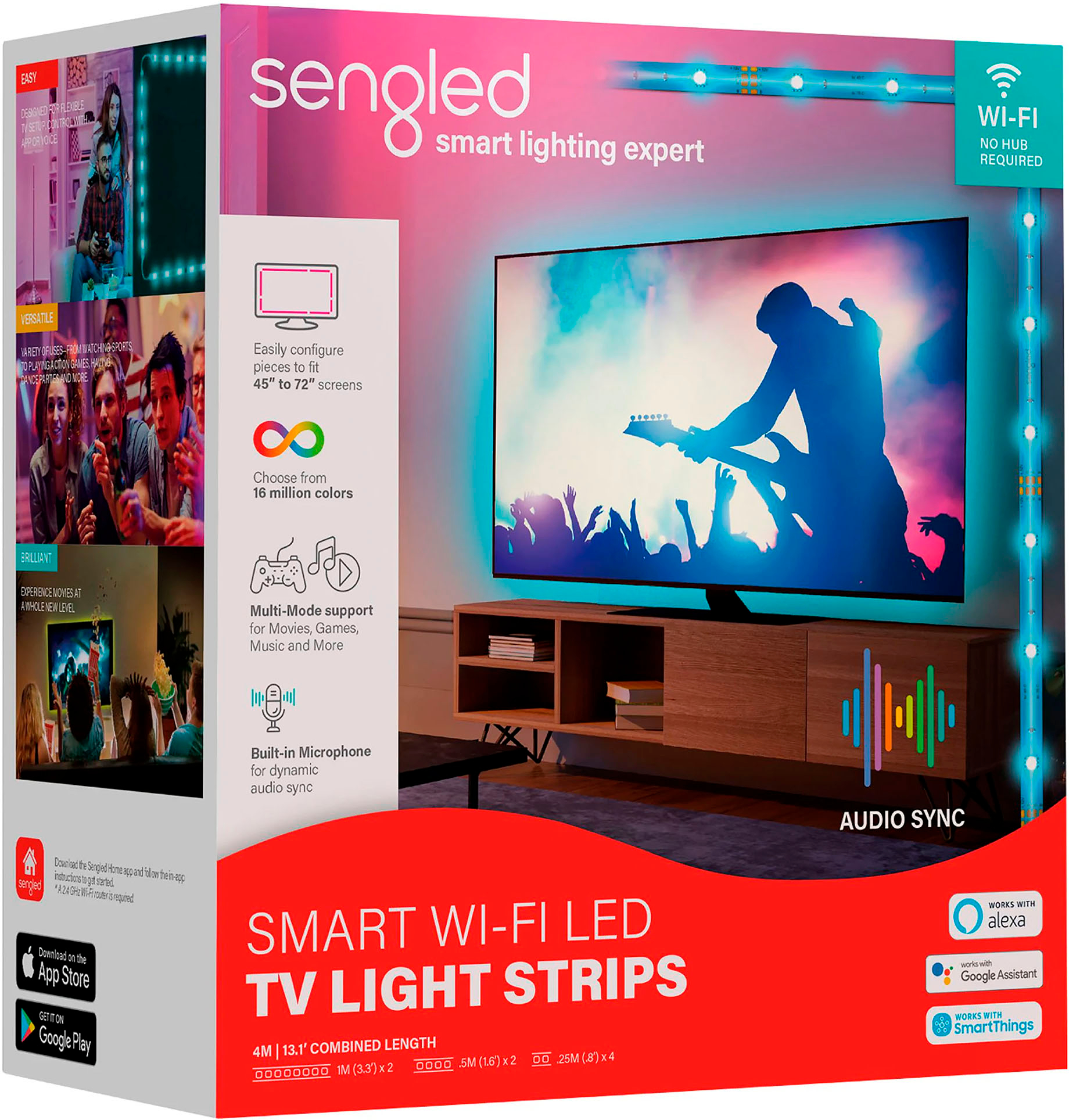 Left View: Sengled - Smart Wi-Fi LED TV Lightstrip (4M) - Multicolor