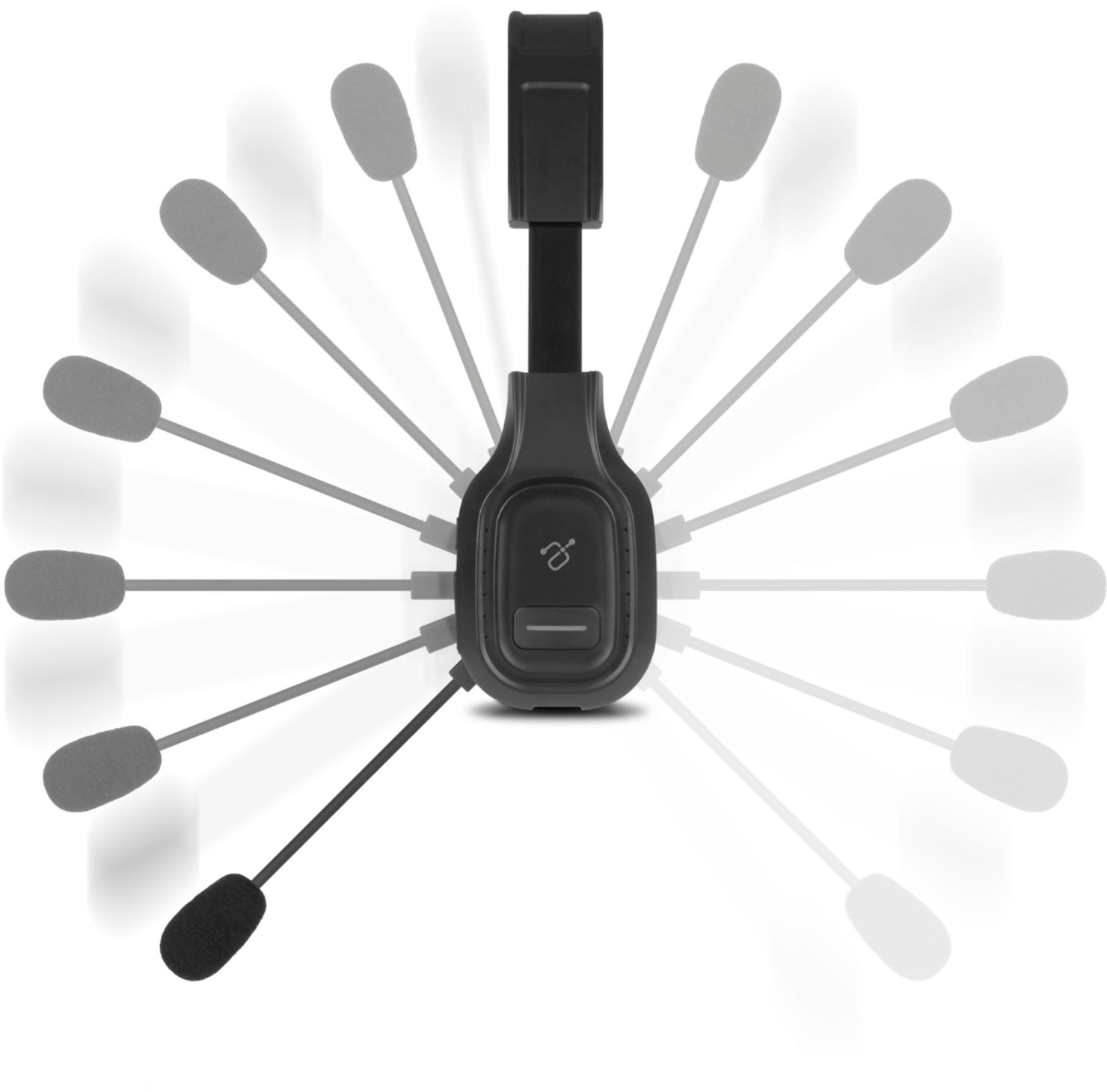 Left View: Aluratek - Wireless Bluetooth Headset with Boom Mic for video conference and chat - Black