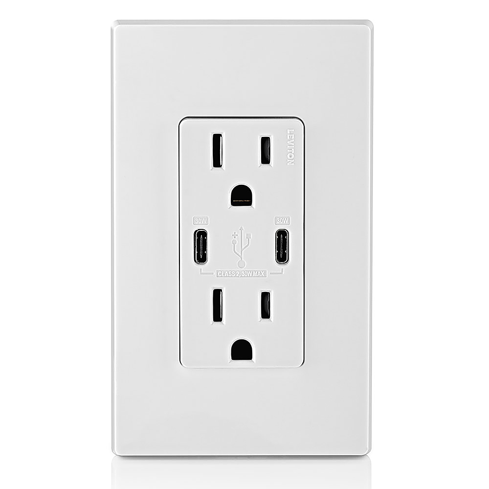 Leviton - 6A/30WT USB DUAL WALL CHARGER - White