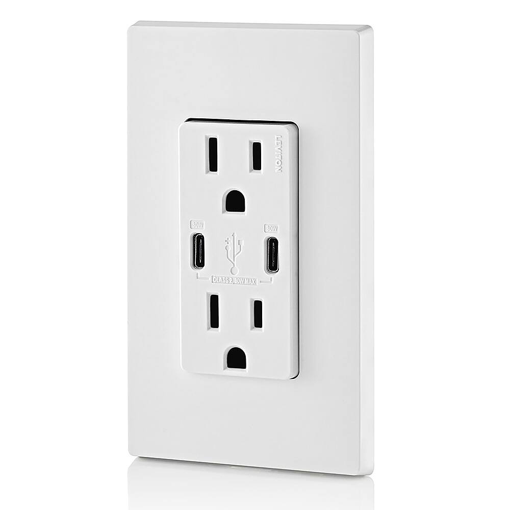 Alt View 12. Leviton - 6A/30WT USB DUAL WALL CHARGER - White.