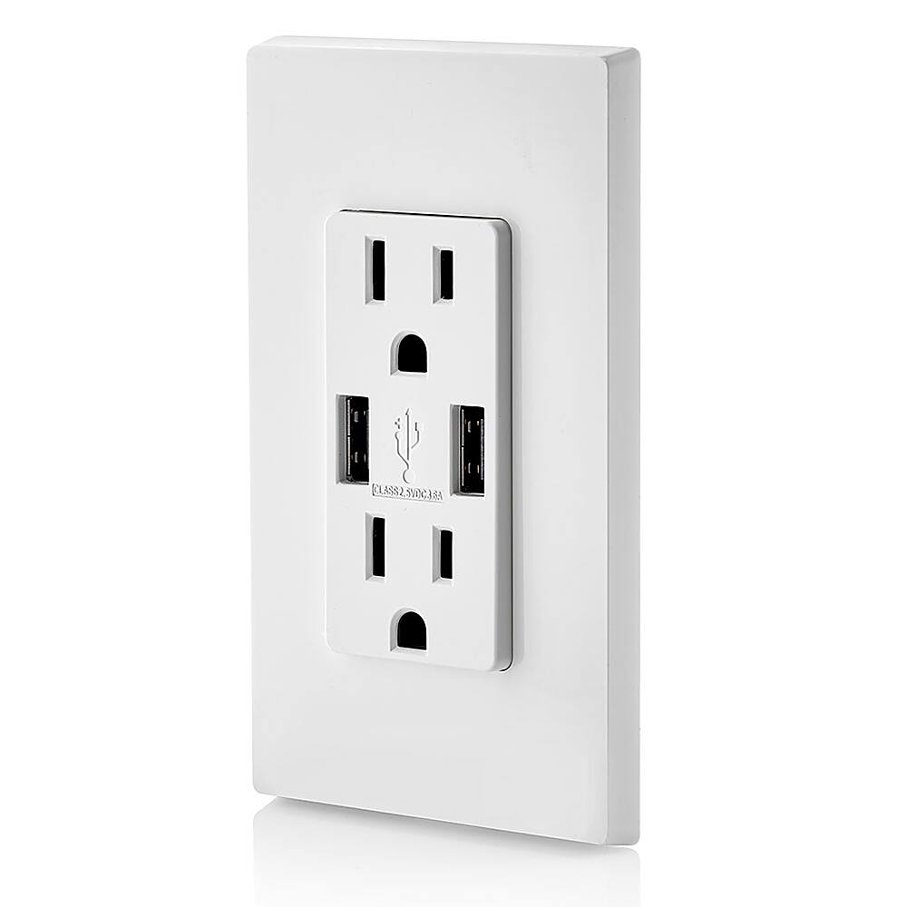 Alt View 11. Leviton - 3.6A/18WT USB DUAL WALL CHRGER - WHITE.