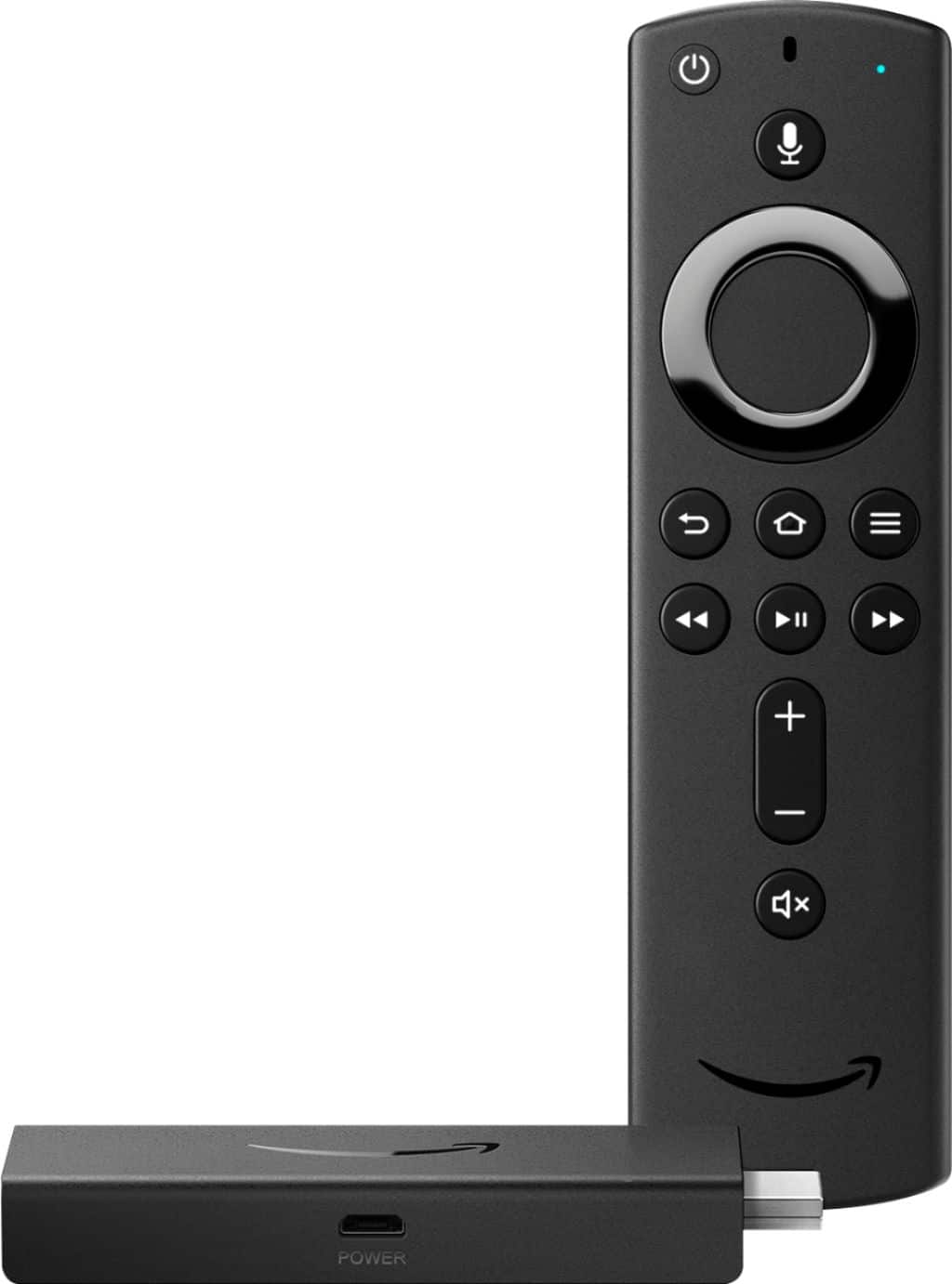 Left. Amazon - Fire TV Stick with Alexa Voice Remote and controls (includes TV controls) | HD streaming device - Black.