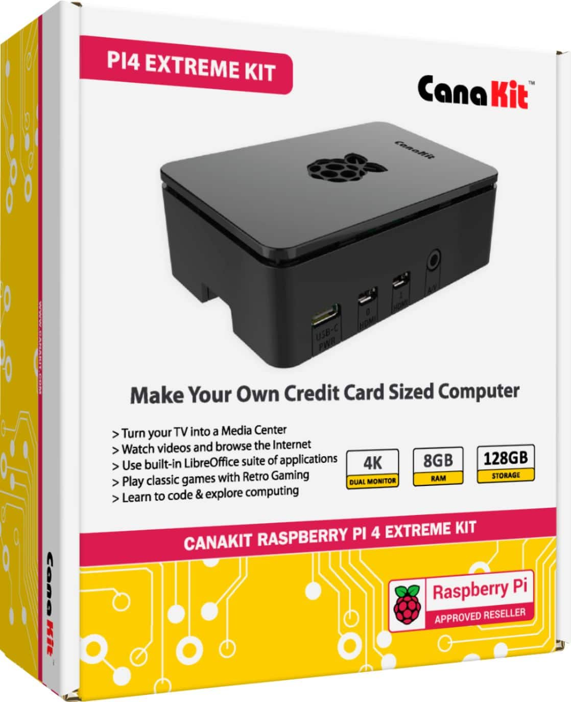 CanaKit Raspberry Pi 4 Extreme Kit 8GB RAM Black PI4-8GB-EXT128EWF 