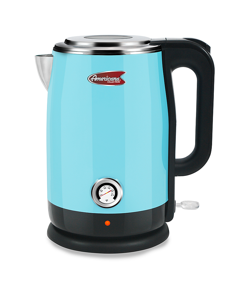 Retro Style 1.7L Electric Kettle | Blue & Stainless Steel