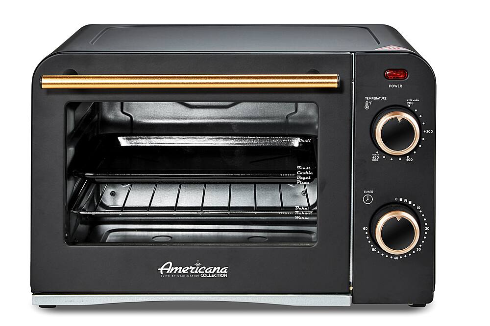 Front. Americana - 4-slice Retro Toaster Oven Black - black.