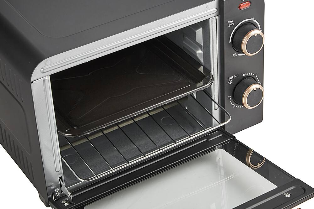 Alt View 11. Americana - 4-slice Retro Toaster Oven Black - black.