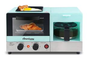 Americana 3 in 1 Breakfast Maker with coffee maker, toaster oven, fry pan(blue) - light blue - Angle_Zoom