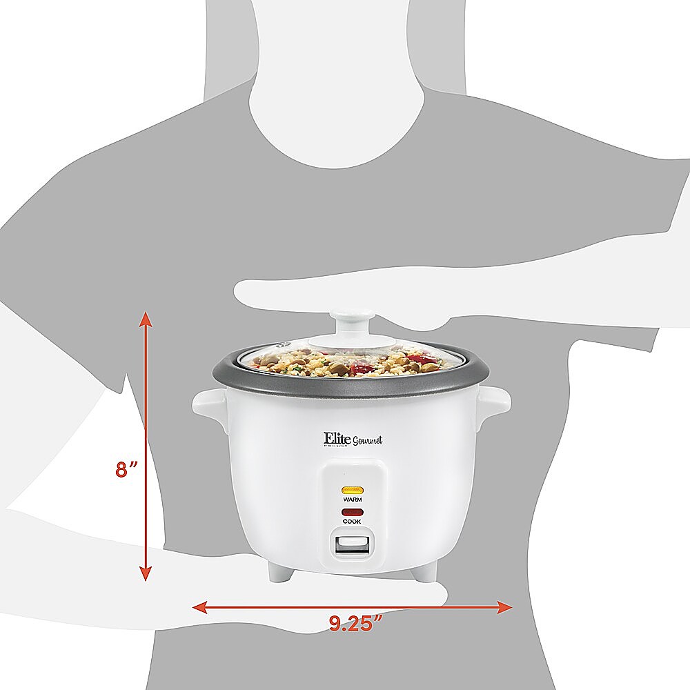 Elite Gourmet - 6-Cup Rice Cooker with Steam Tray - white