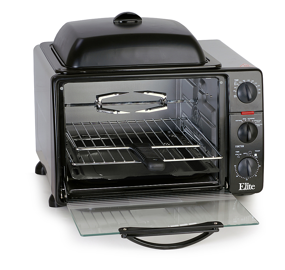 vil beslutte dynasti Patriotisk Elite Cuisine 0.8Cu. Ft. Multi-function Toaster Oven with Rotisserie &  Grill/Griddle Oven Top black ERO-2019S - Best Buy