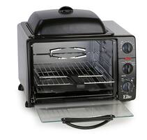 Elite Cuisine - 0.8Cu. Ft. Multi-function Toaster Oven with Rotisserie & Grill/Griddle Oven Top - black - Front_Zoom