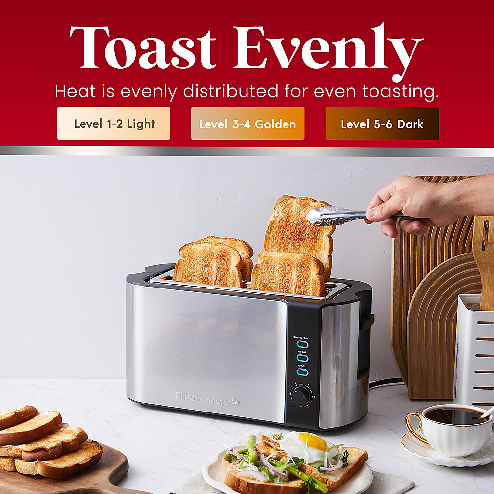 Customer Reviews Elite Gourmet 4 Slice Long Slot Toaster Stainless