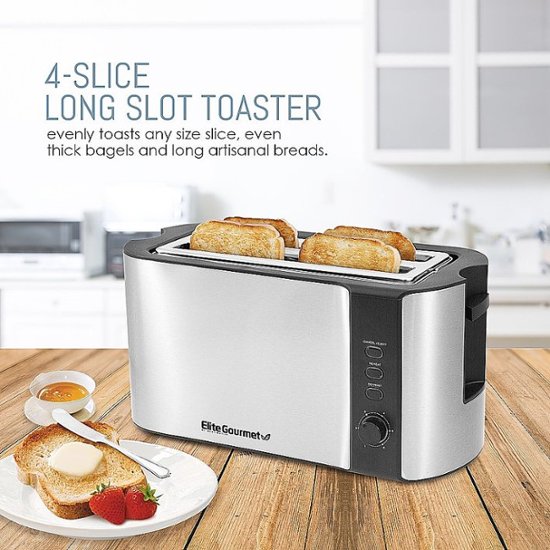 Elite Gourmet 4 Slice Long Slot Toaster Stainless Steel ECT-3100 - Best Buy