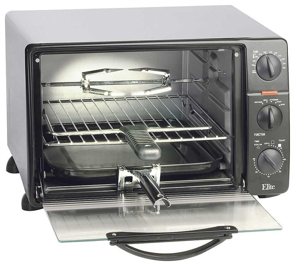 Angle View: Elite - 0.8 Cu. Ft. 6-Slice Toaster Oven Broiler - Black