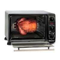Elite Cuisine - 0.8Cu. Ft. Toaster Oven Broiler with Rotisserie - silver - Front_Zoom