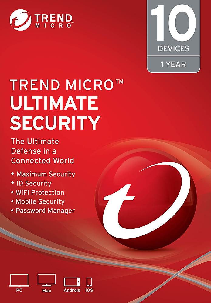 Trend Micro - Ultimate Security (10-Device) (1-Year Subscription) - Android, Mac, Windows, iOS