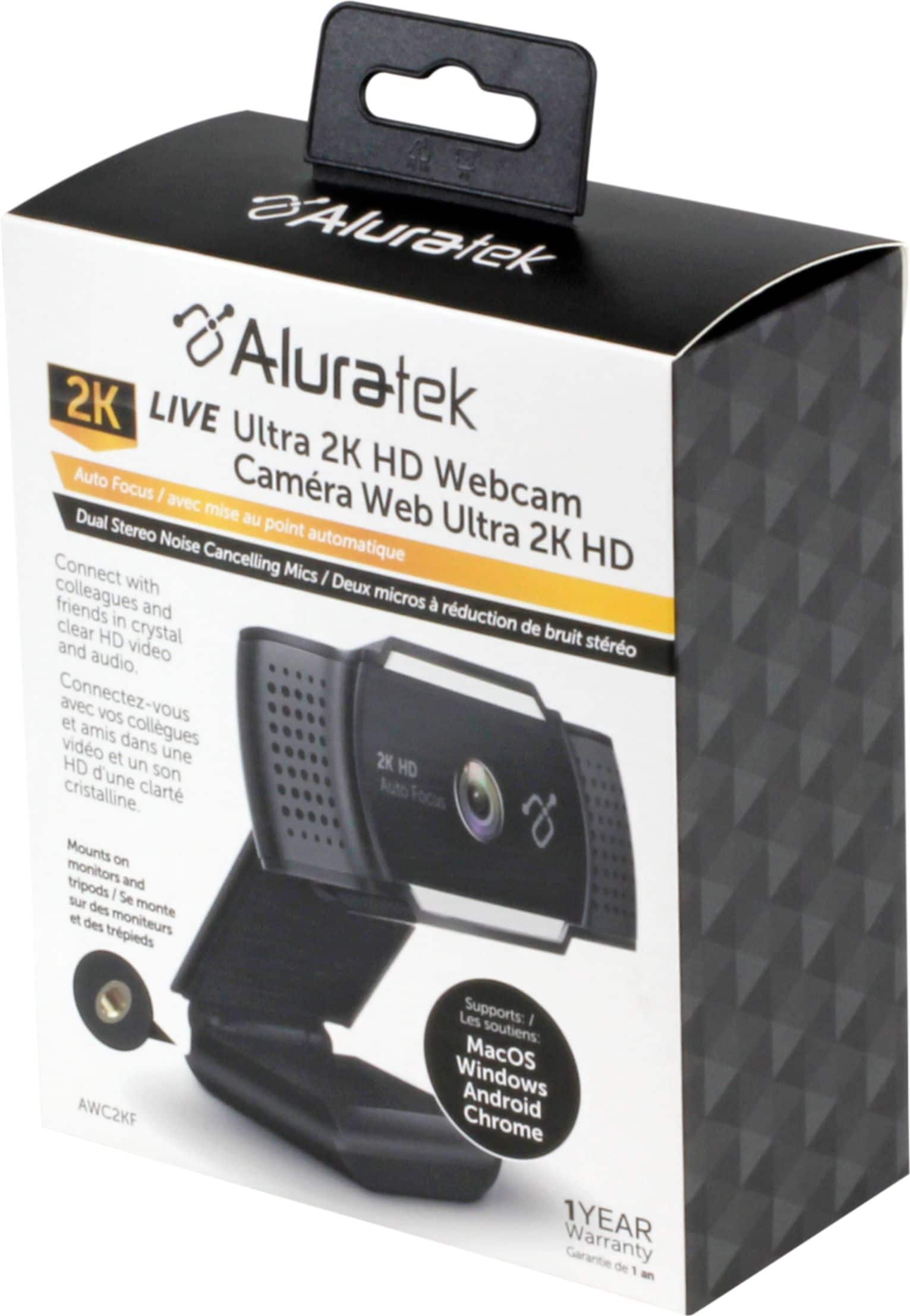 Alt View 16. Aluratek - Live Ultra 2K HD 2560 x 1600 Webcam with Auto Focus and Dual Stereo Noise Cancelling Mics - Black.