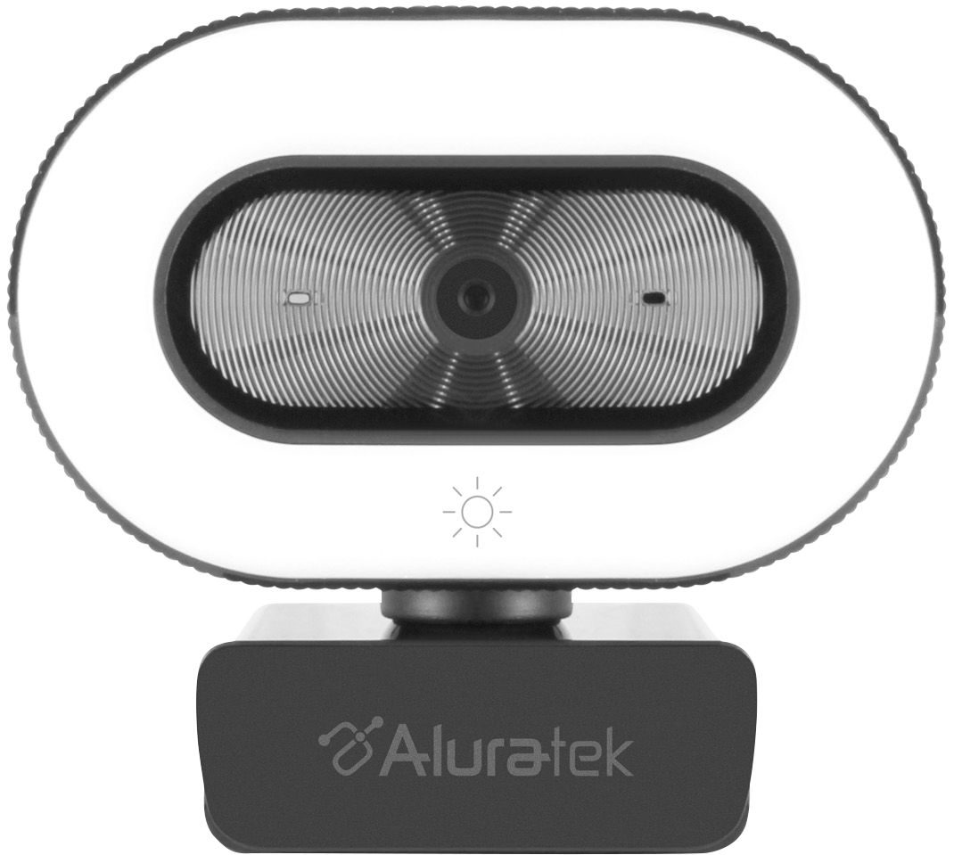 Aluratek - 1080P Live Webcam w/Adjustable Ring Light - Black