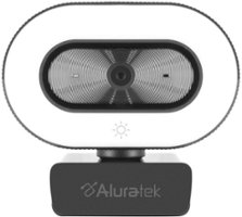 Aluratek - 1080P Live Webcam w/Adjustable Ring Light - Black - Front_Zoom