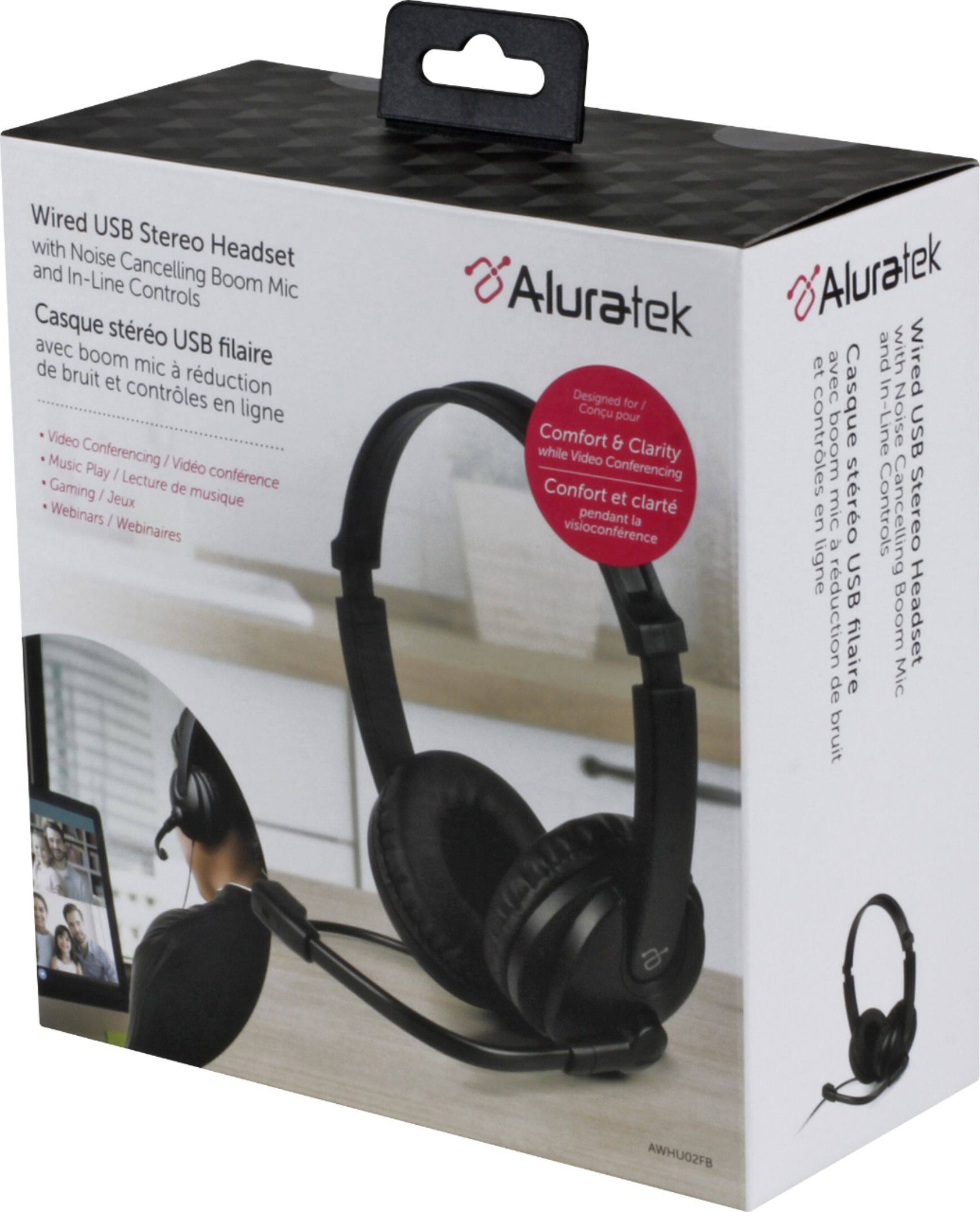 Alt View 15. Aluratek - Wired USB Stereo Headset with Boom Mic - Black.