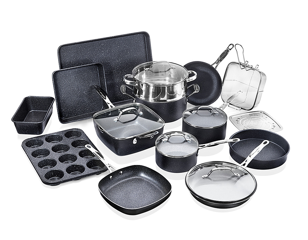 Granitestone 20pc Complete Cookware Non Stick Complete Cookware and  Bakeware Set Gray 7081 - Best Buy